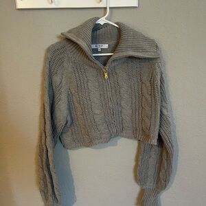 Women's Gray Cable Knit Sweater